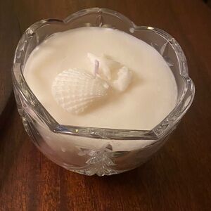 Seashell Beach Scented Soy Candle in Decorative Mikasa Stardust Crystal Bowl